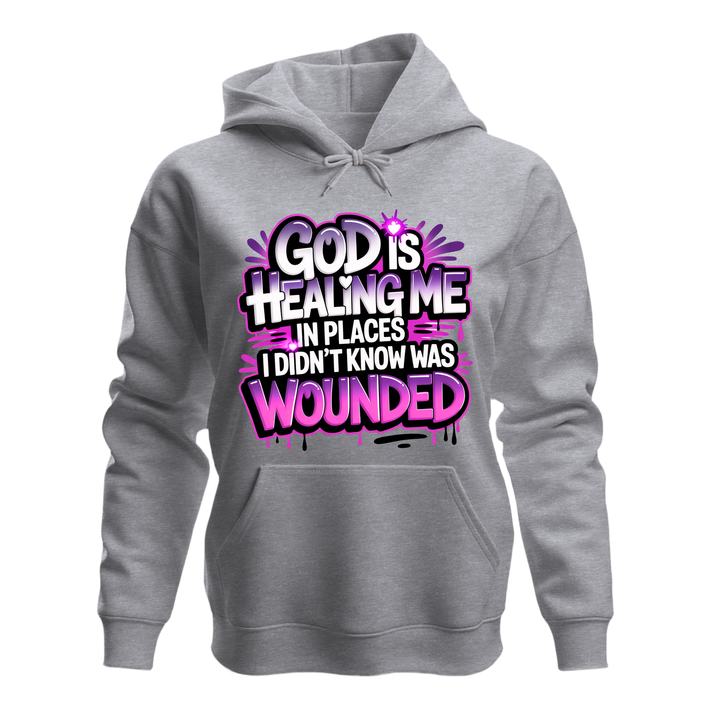Queen’s Healing House Signature Hoodie | "God Is Healing Me in Places" Purple + Pink